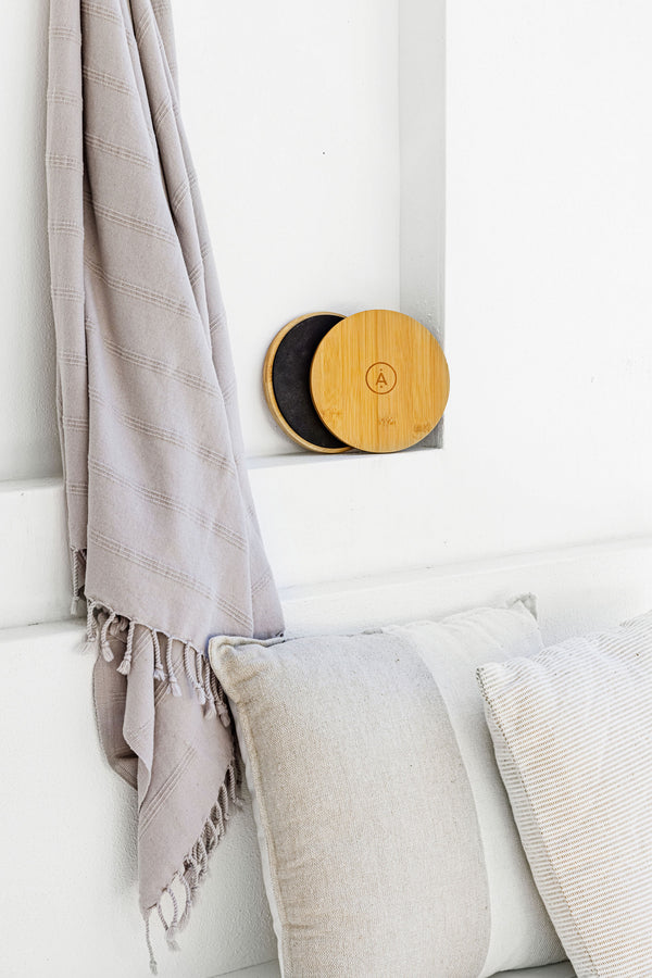 Bamboo sliders and Turkish towel. 