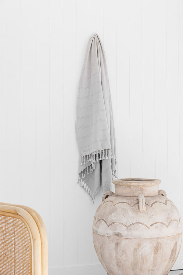 Towel hanging from hook.